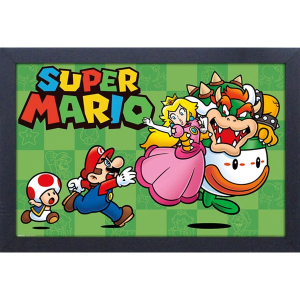 Super Mario Bowser Kidnapping Peach Chase 11″ x 17″ Framed Print [Pyramid America]