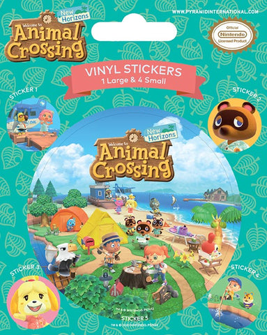 Animal Crossing Vinyl Stickers Pack - 1 Large & 4 Small Stickers (Island Antics)