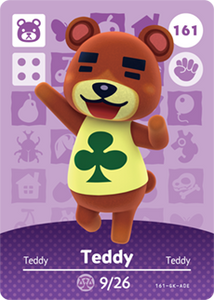 161 Teddy Authentic Animal Crossing Amiibo Card - Series 2