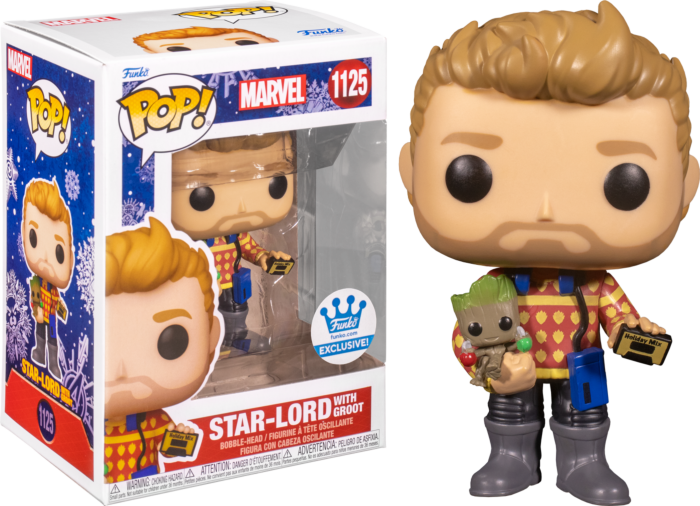 Funko POP! B: Marvel Studios Guardians of the Galaxy Holiday Special - Star-Lord with Groot #1125 Funko Exclusive! Bobble-Head Figure