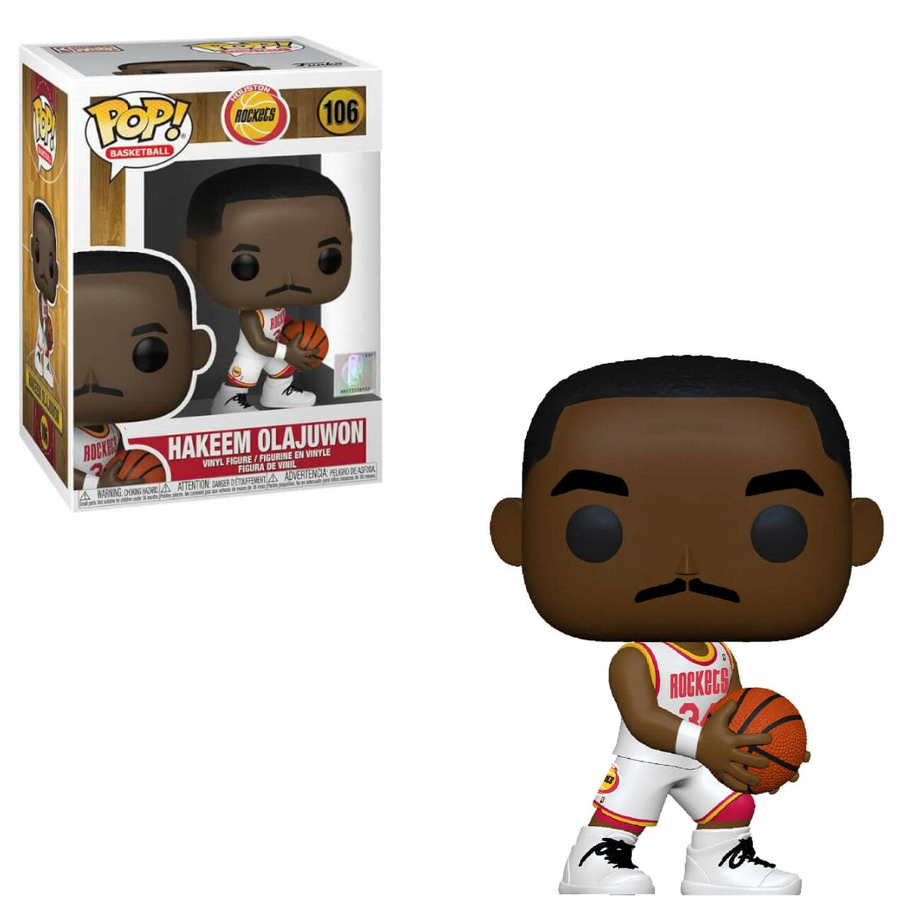 Funko POP! Basketball: Houston Rockets White Jersey - Hakeem Olajuwon #106 Vinyl Figure