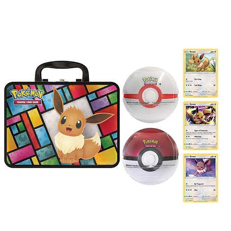 Eevee pokemon Lunch Tin top & Pokeball 3-Pack New!