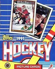 1991-92 Topps NHL Hockey Wax Box (36 Packs a Box, No Plastic Cellophane Wrap on Box)