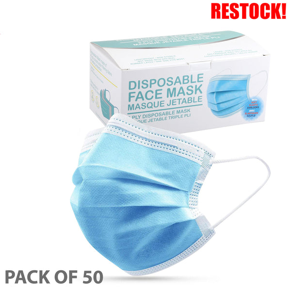 Wish Disposable 3 Ply Face Mask - 50 Pieces