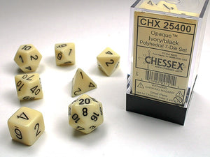 Chessex - Opaque Polyhedral 7-Die Dice Set - Ivory/Black