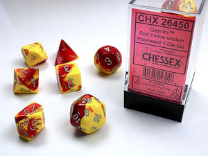 Chessex - Gemini Polyhedral 7-Die Dice Set - Red-Yellow/Silver