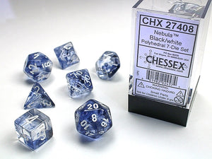Chessex - Nebula Polyhedral 7-Die Dice Set - Black/White