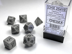 Chessex - Opaque Polyhedral 7-Die Dice Set - Dark Grey/Black
