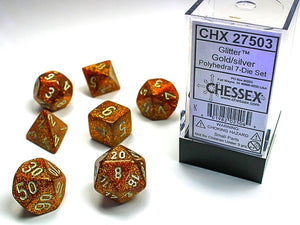 Chessex - Glitter Polyhedral 7-Die Dice Set - Gold/Silver