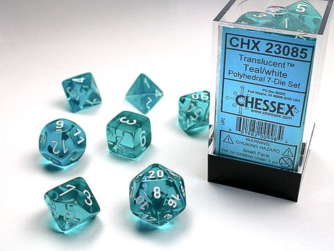 Chessex - Translucent Polyhedral 7-Die Dice Set - Teal/White