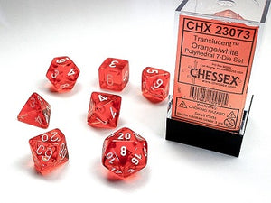 Chessex - Translucent Polyhedral 7-Die Dice Set - Orange/White