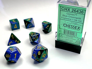 Chessex - Gemini Polyhedral 7-Die Dice Set - Blue-Green/Gold