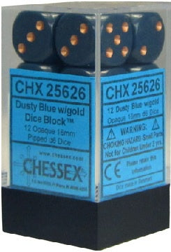 Chessex - Opaque 12D6-Die Dice Set - Dusty Blue/Copper 16MM