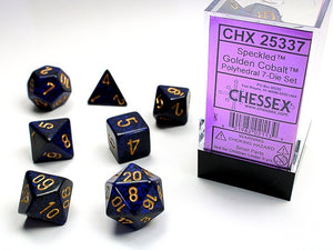 Chessex - Speckled Polyhedral 7-Die Dice Set - Golden Cobalt