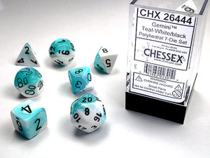 Chessex - Gemini Polyhedral 7-Die Dice Set - Teal-White/Black