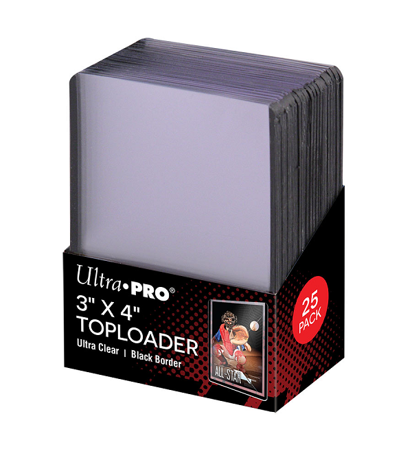 Ultra Pro - Top Loader 35pt Regular - Super Clear 3" x 4" Toploader - 25 Count - Black Border