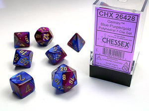 Chessex - Gemini Polyhedral 7-Die Dice Set - Blue-Purple/Gold