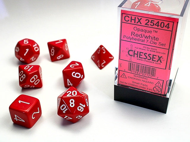 Chessex - Opaque Polyhedral 7-Die Dice Set - Red/White