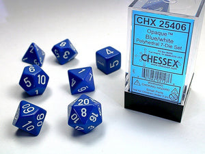 Chessex - Opaque Polyhedral 7-Die Dice Set - Blue/White