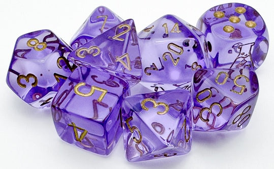 Chessex - Translucent 7-Die Lab Dice Set - Lavender/Gold