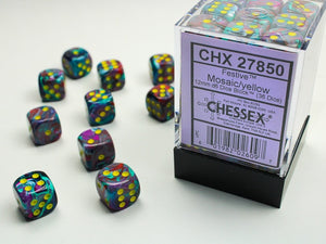 Chessex - Festive 36D6-Die Dice Set - Mosaic/Yellow 12MM