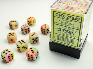 Chessex - Festive 36D6-Die Dice Set - Circus/Black 12MM
