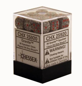 Chessex - Speckled 36D6-Die Dice Set - Granite 12MM