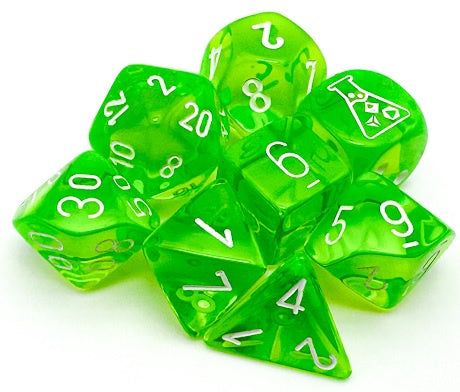 Chessex - Translucent 7-Die Lab Dice Set - Rad Green/White