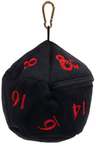 Black and Red D20 Plush Dice Bag for Dungeons & Dragons