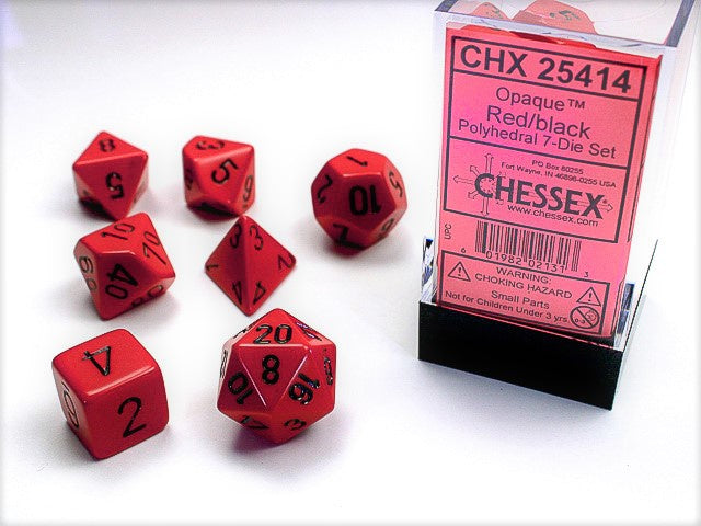 Chessex - Opaque Polyhedral 7-Die Dice Set - Red/Black