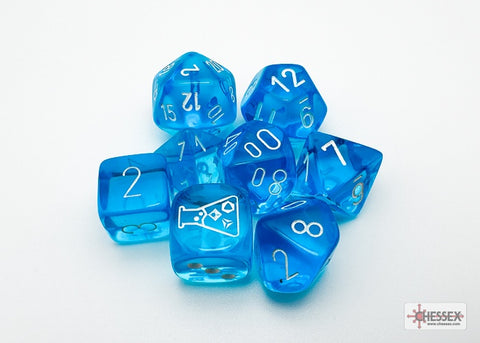 Chessex - Translucent 7-Die Lab Dice Set - Tropical Blue/White