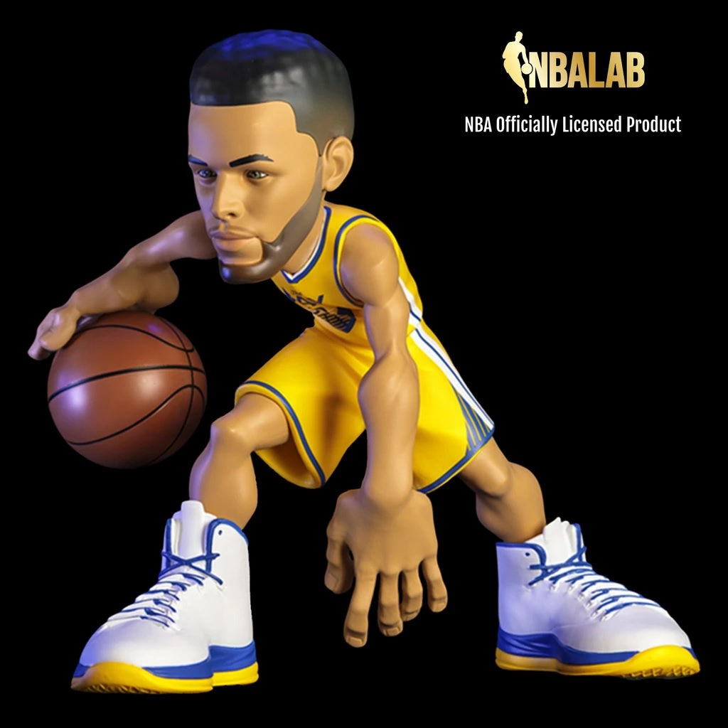 SMALL-STARS NBA 12" STEPHEN CURRY LIMITED EDITION  2020/21 /500 (GOLDEN STATE WARRIORS YELLOW JERSEY)(SMALL DENT ON BACK OF THE BOX, Paint Smudge on forehead)