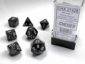 Chessex - Borealis Polyhedral 7-Die Dice Set - Smoke/Silver