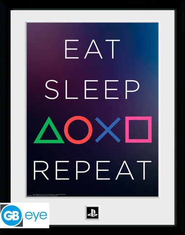 Playstation! Framed Print 12" x 16" - "Eat Sleep Repeat"