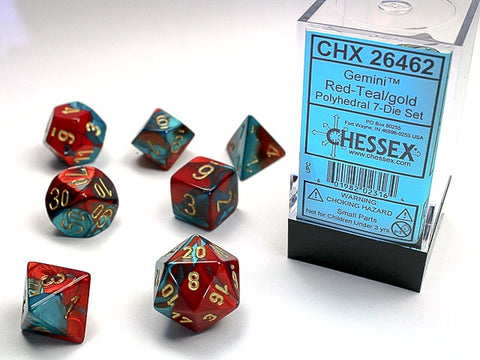 Chessex - Gemini Polyhedral 7-Die Dice Set - Red-Teal/Gold