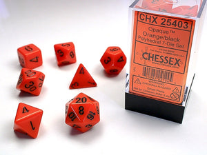 Chessex - Opaque Polyhedral 7-Die Dice Set - Orange/Black