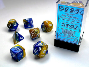Chessex - Gemini Polyhedral 7-Die Dice Set - Blue-Gold/White