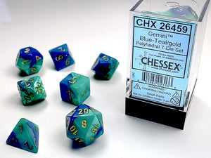 Chessex - Gemini Polyhedral 7-Die Dice Set - Blue-Teal/Gold