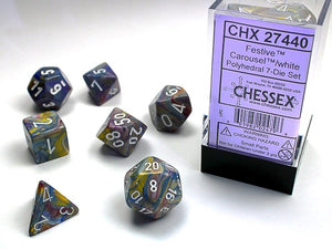 Chessex - Festive Polyhedral 7-Die Dice Set - Carousel/White