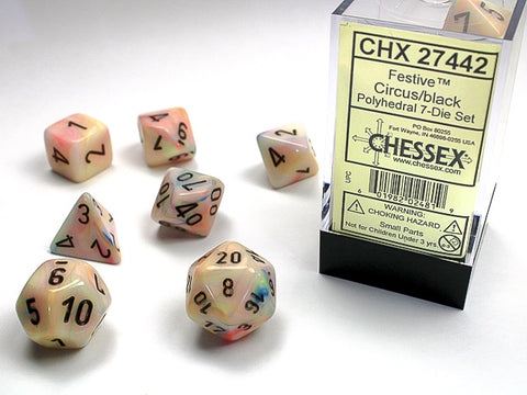 Chessex - Festive Polyhedral 7-Die Dice Set - Circus/Black