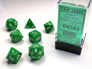 Chessex - Opaque Polyhedral 7-Die Dice Set - Green/White
