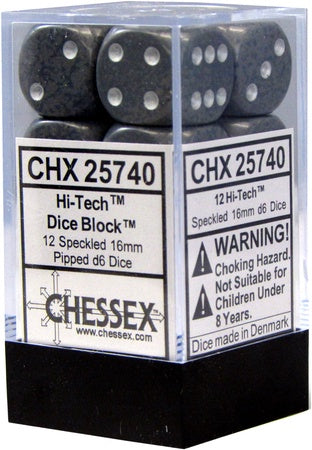 Chessex - Speckled 12D6-Die Dice Block Set - Hi-Tech 16MM