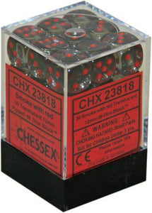 Chessex - Translucent 36D6-Die Dice Set - Smoke/Red 12MM