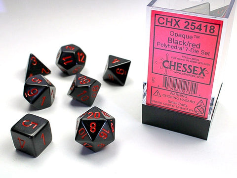 Chessex - Opaque Polyhedral 7-Die Dice Set - Black/Red