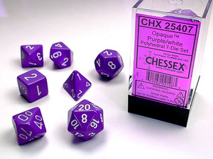 Chessex - Opaque Polyhedral 7-Die Dice Set - Purple/White
