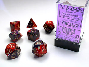 Chessex - Gemini Polyhedral 7-Die Dice Set - Purple-Red/Gold