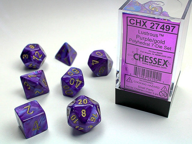 Chessex - Lustrous Polyhedral 7-Die Dice Set - Purple/Gold