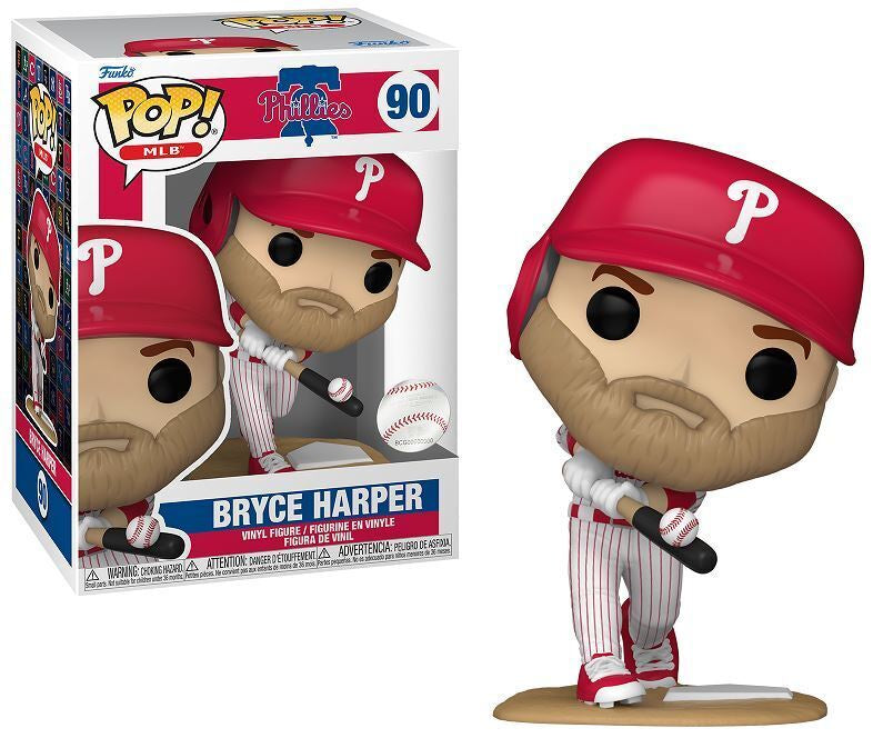 Funko POP! MLB: Philadelphia Phillies White/Red Jersey - Bryce Harper #90 Vinyl Figure (Box Wear)