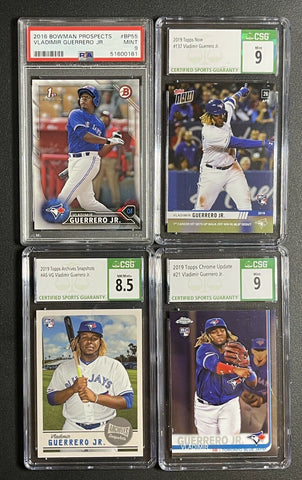 Vladimir Guerrero Jr. - GRADED MLB Baseball Rookie Card REPACK - 1x Sports Toronto Blue Jays RC Card Single (Graded 8 to 9, Various Grading Companies, Randomly Selected,  Stock Photo - Will Not Get Cards In Picture)
