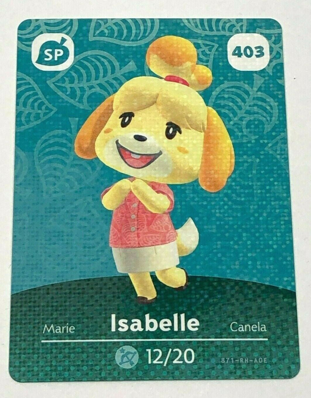 403 Isabelle SP Authentic Animal Crossing Amiibo Card - Series 5